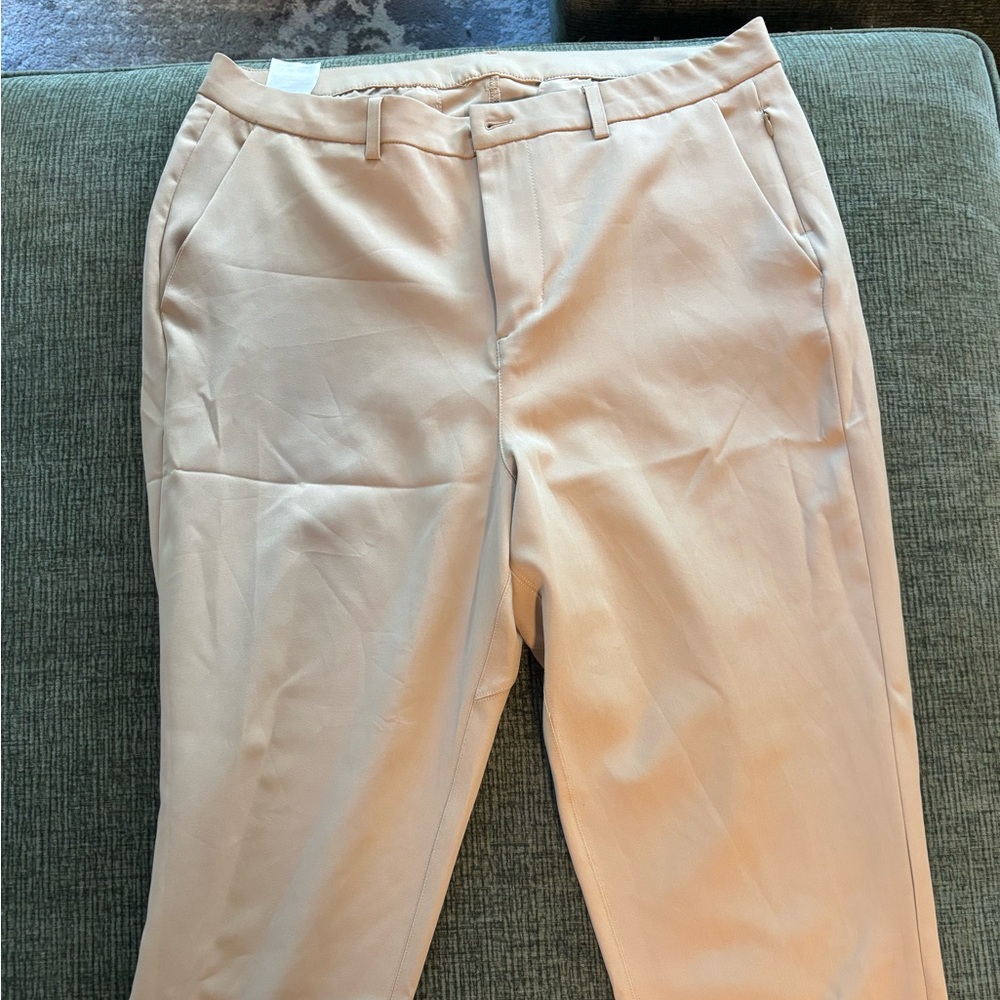 Tan Dress Pants with Tailored Straight Leg Design